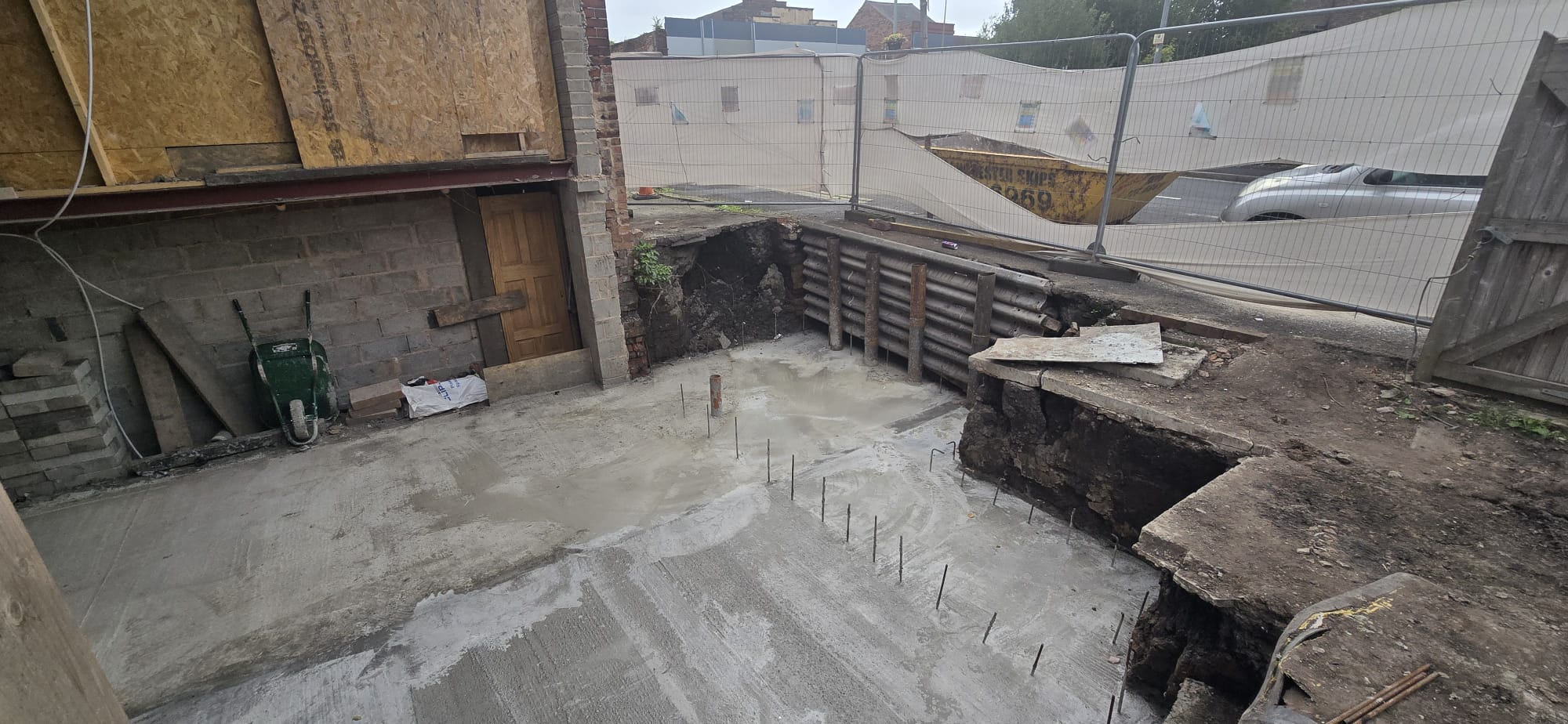 Completed section of piled slab and retainer works